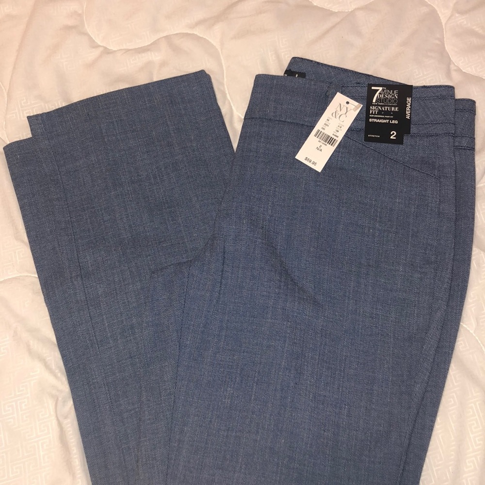 7th Avenue Straight Leg Signature Fit Blue Pants 2